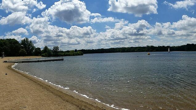 Ein Teil des Strandbad Nord am Unterbacher See.