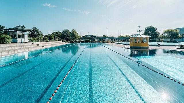 Die Becken im Freibad Rheinbad