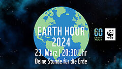 Das Plakat zur Earth Hour mit dem Erdball drauf.
