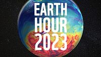 Der Erdball mit der Aufschrift Earth Hour 2023