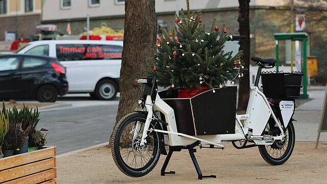 Lastenrad mit Tannenbaum drin