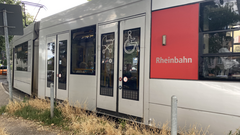 Die Rheinbahn beim Fahren