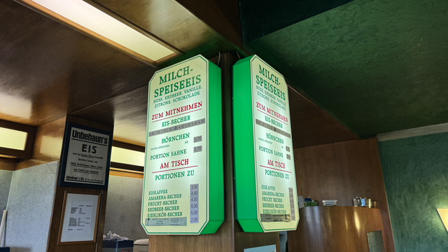 Die Preistafel in der Eisdiele