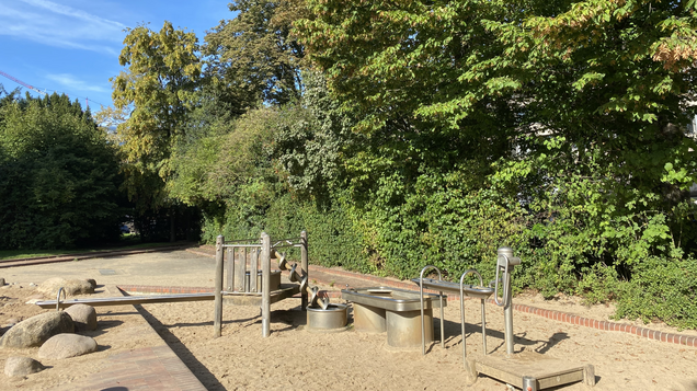 Die Wassermatschanlage auf dem Frankenplatz