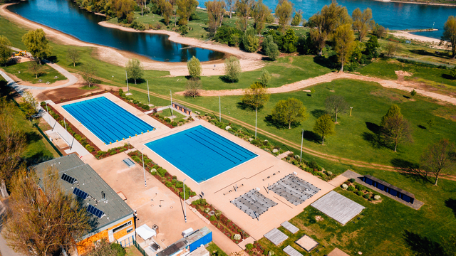 Das Freibad aus der Luft aufgenommen