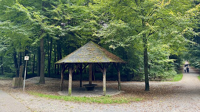 Eine Hütte im Wald